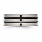Chisel Titanium Enameled Grooved Flat 8mm Polished Wedding Band