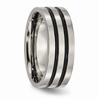Chisel Titanium Enameled Grooved Flat 8mm Polished Wedding Band