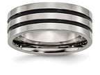 Chisel Titanium Enameled Grooved Flat 8mm Polished Wedding Band