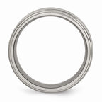 Chisel Titanium Double Step Ridged Edge 8mm Satin And Polished Wedding Band