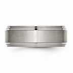 Chisel Titanium Double Step Ridged Edge 8mm Satin And Polished Wedding Band