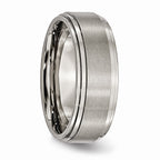 Chisel Titanium Double Step Ridged Edge 8mm Satin And Polished Wedding Band