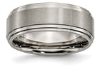 Chisel Titanium Double Step Ridged Edge 8mm Satin And Polished Wedding Band