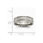 Chisel Titanium Ridged Edge 6mm Satin And Polished Wedding Band