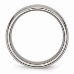 Chisel Titanium Grooved Beveled Edge 8mm Brushed And Polished Wedding Band