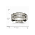 Chisel Titanium Grooved Beveled Edge 8mm Brushed And Polished Wedding Band