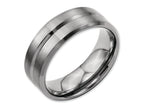 Chisel Titanium Grooved Beveled Edge 8mm Brushed And Polished Wedding Band