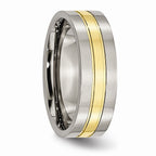 Chisel Titanium Yellow Ip-plated Grooved 7mm Polished Wedding Band