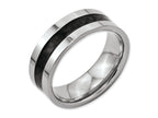 Chisel Titanium Black Carbon Fiber Flat 8mm Polished Wedding Band