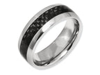 Chisel Titanium Black Carbon Fiber 8mm Polished Wedding Band