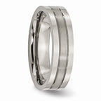 Chisel Titanium Grooved 6mm Brushed And Polished Wedding Band