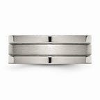 Chisel Titanium Grooved 8mm Brushed And Polished Wedding Band