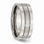Chisel Titanium Grooved 8mm Brushed And Polished Wedding Band