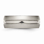Chisel Titanium Grooved 8mm Brushed And Polished Wedding Band