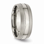 Chisel Titanium Grooved 8mm Brushed And Polished Wedding Band