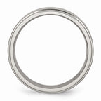 Chisel Titanium Ridged Edge 6mm Brushed And Polished Wedding Band