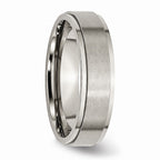 Chisel Titanium Ridged Edge 6mm Brushed And Polished Wedding Band