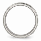 Chisel Titanium Ridged Edge 7mm Brushed And Polished Wedding Band