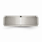 Chisel Titanium Ridged Edge 7mm Brushed And Polished Wedding Band