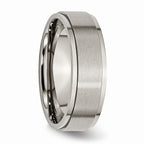 Chisel Titanium Ridged Edge 7mm Brushed And Polished Wedding Band
