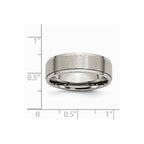 Chisel Titanium Ridged Edge 7mm Brushed And Polished Wedding Band