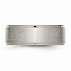 Chisel Titanium Ridged Edge 8mm Brushed And Polished Wedding Band