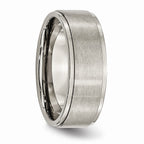 Chisel Titanium Ridged Edge 8mm Brushed And Polished Wedding Band