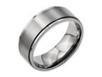 Chisel Titanium Ridged Edge 8mm Brushed And Polished Wedding Band