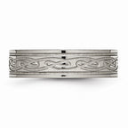 Chisel Titanium Flat Laser Etched Celtic Knot 6mm Polished Wedding Band