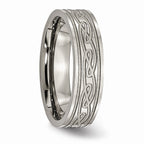 Chisel Titanium Flat Laser Etched Celtic Knot 6mm Polished Wedding Band