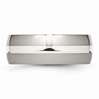 Chisel Titanium Sterling Silver Inlay 8mm Polished Wedding Band