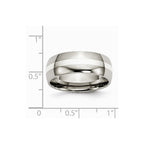 Chisel Titanium Sterling Silver Inlay 8mm Polished Wedding Band