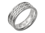 Chisel Titanium Sterling Silver Braided Inlay 8mm Brushed And Antiqued Wedding Band
