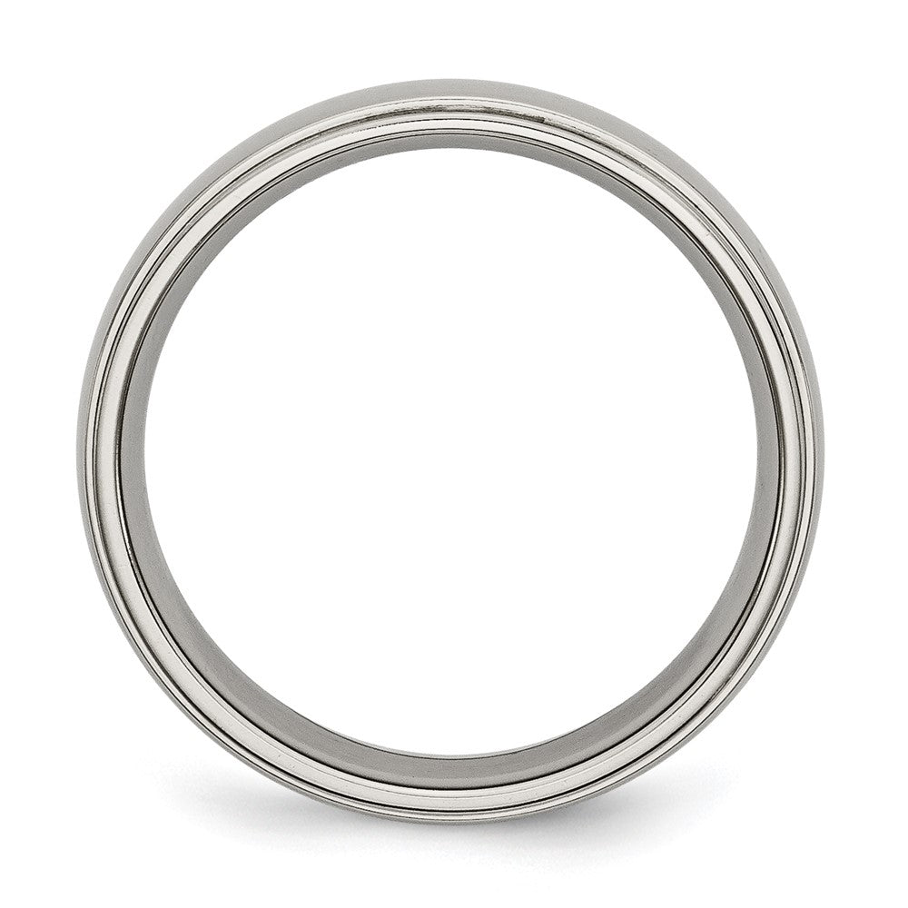 Chisel Titanium Ridged Edge 6mm Polished Wedding Band