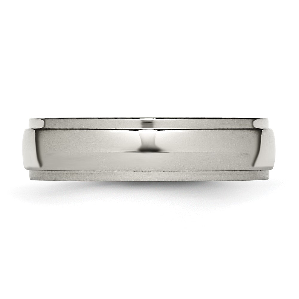 Chisel Titanium Ridged Edge 6mm Polished Wedding Band