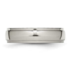Chisel Titanium Ridged Edge 6mm Polished Wedding Band