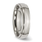 Chisel Titanium Ridged Edge 6mm Polished Wedding Band