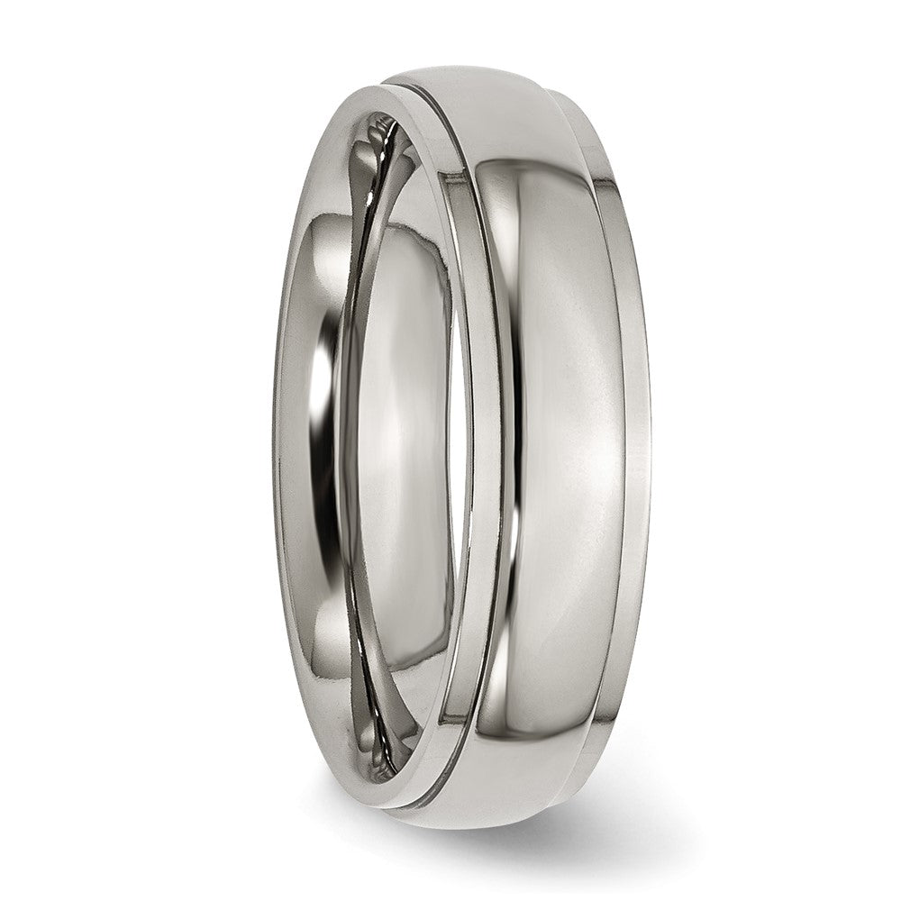 Chisel Titanium Ridged Edge 6mm Polished Wedding Band