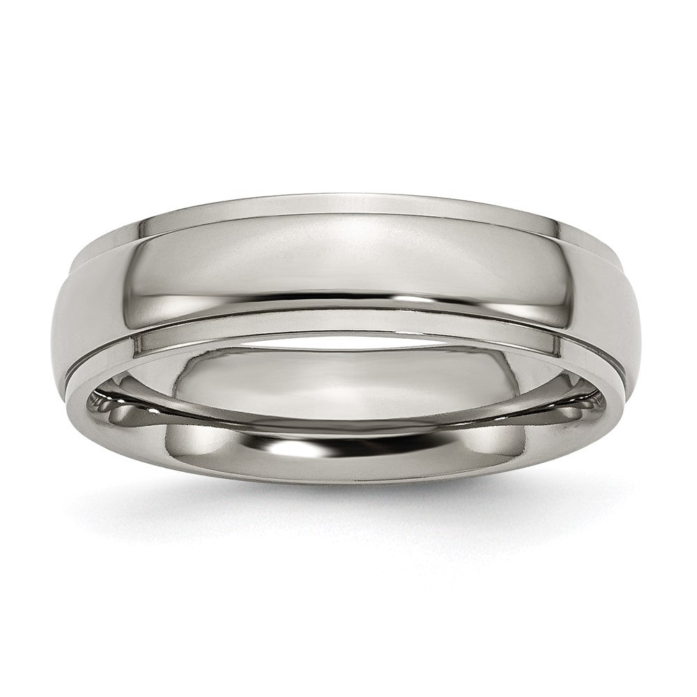Chisel Titanium Ridged Edge 6mm Polished Wedding Band