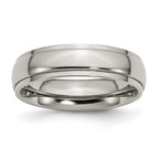 Chisel Titanium Ridged Edge 6mm Polished Wedding Band