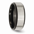 Chisel Titanium Beveled Edge Black Ip-plated 8mm Brushed Center Wedding Band