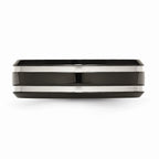 Chisel Titanium Black Ip-plated Grooved 7mm Wedding Band