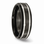 Chisel Titanium Black Ip-plated Grooved 7mm Wedding Band