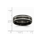 Chisel Titanium Black Ip-plated Grooved 7mm Wedding Band