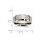 Chisel Titanium 8mm Beveled Edge Hammered And Polished Wedding Band