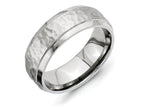 Chisel Titanium 8mm Beveled Edge Hammered And Polished Wedding Band