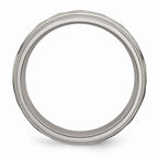 Chisel Titanium 7mm Grooved Edge Hammered And Polished Wedding Band