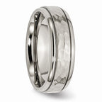 Chisel Titanium 7mm Grooved Edge Hammered And Polished Wedding Band
