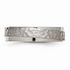 Chisel Titanium 6mm Ridged Edge Hammered And Polished Wedding Band