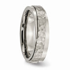 Chisel Titanium 6mm Ridged Edge Hammered And Polished Wedding Band